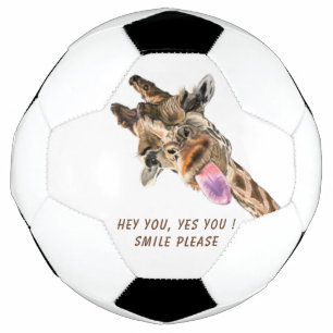 Bola Engraçada Girafa Soccer - Texto Personalizado