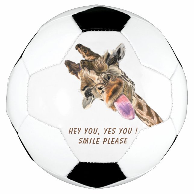 Bola Engraçada Girafa Soccer - Texto Personalizado (Frente)