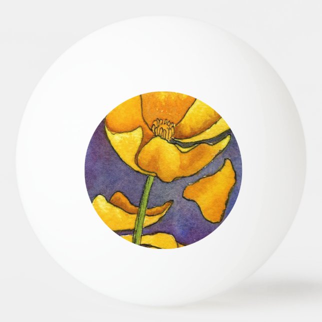 Bola Floral Ping Pong - "Poppy Amarelo" (Frente)