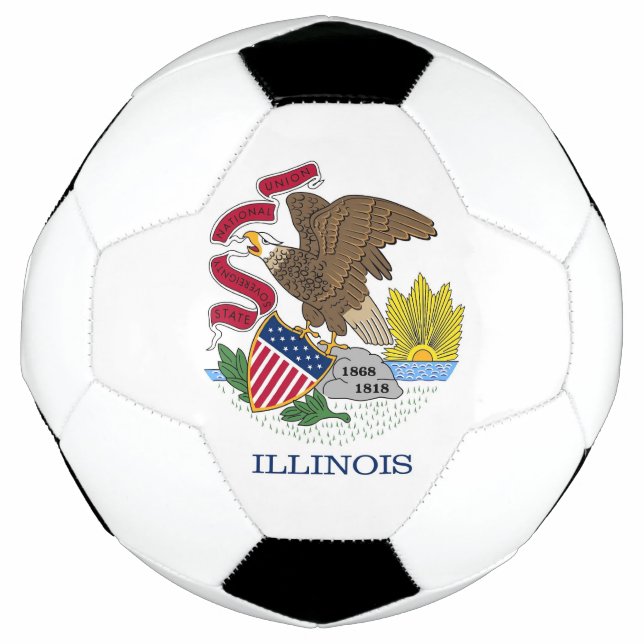 Bola Patriótica de Futebol com Bandeira de Illinoi (Frente)
