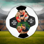 Bola Personalizada de 2 Mensagens Fotográficas<br><div class="desc">2 fotos e mensagens personalizadas bola de futebol. Projetado por Thisnotme©</div>