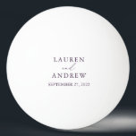 Bola Ping Pong Personalizada Casada em Púrpura<br><div class="desc">Bola de pingue-pongue roxa linda. Presente perfeito para os recém-casados da sua vida!</div>