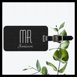 Bola Preta Texturizada Faux Etiqueta de Bagagem Pe