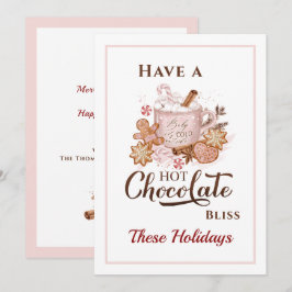 Bolachas de Chocolate Quente Cartão de Natal Rosa 