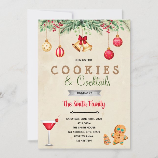 Bolachas de férias e convite para cocktail (Frente)