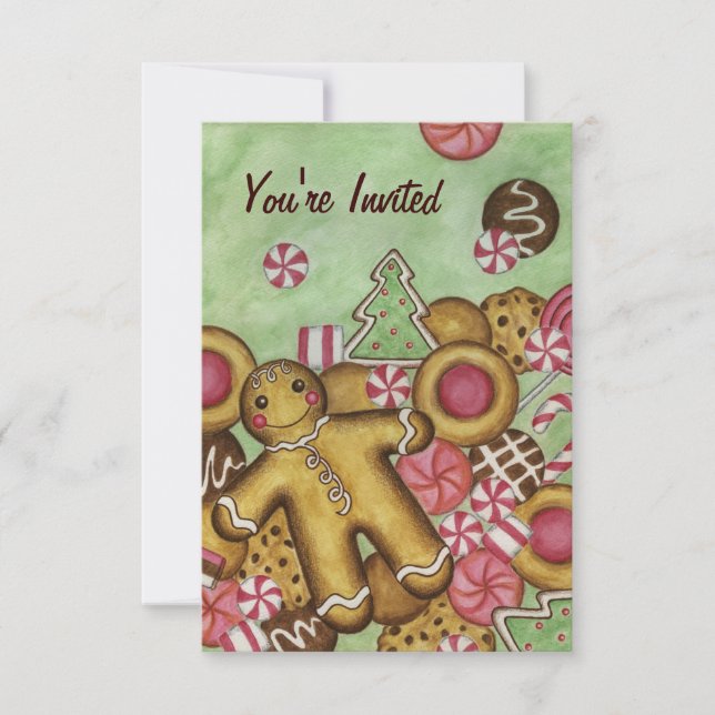 Bolachas de Natal Convites para Pão de Gengibre (Frente)