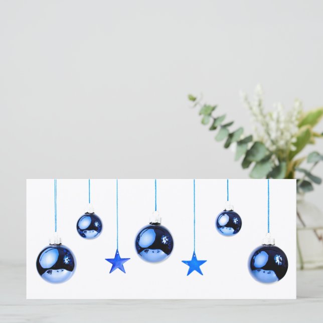 Bolas de decoração de Natal Azul com texto (Em pé/Frente)