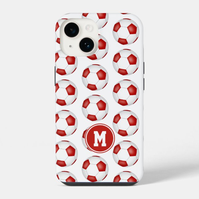 bolas de futebol simples em branco e vermelho padr (Verso)