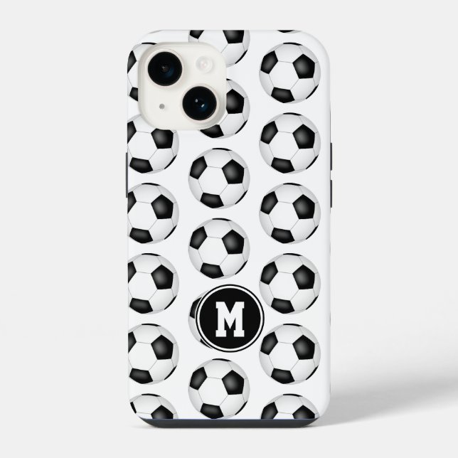 bolas de futebol simples preto e branco monogramad (Verso)