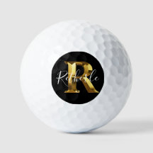 Bolas de golfe com monograma dourado nome & inicia