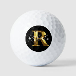 Bolas de golfe com monograma dourado nome & inicia