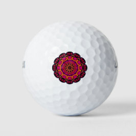 Bolas de Golfe de Mandala - Rosa, Vermelho, Roxo e