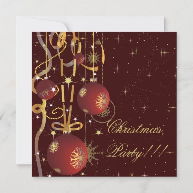 Bolas de Natal E Fitas Convite de festas (Frente)