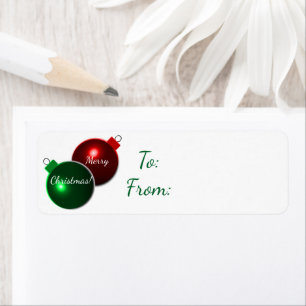 Bolas de Natal Vermelhas brilhantes e etiquetas de