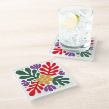 Bold Abstract Coaster Floral Matisse Style