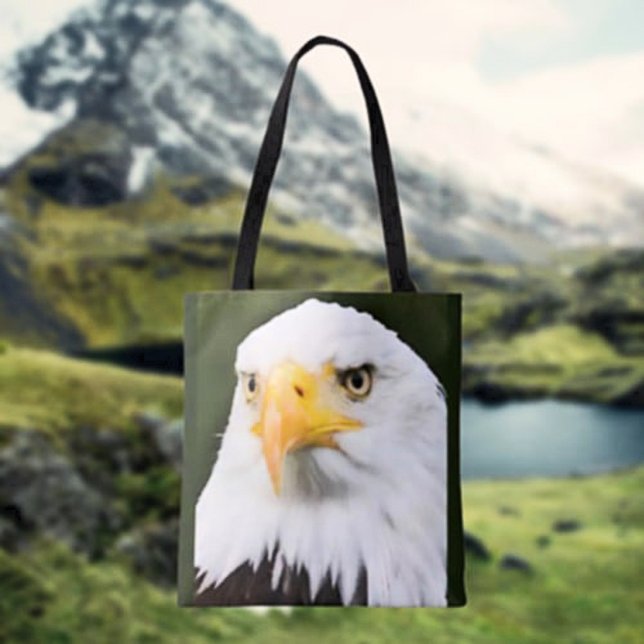 Bold Bald Eagle Head Patriótico Tote Bag (Criador carregado)