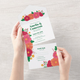 Bold Blooms Todos Em Um Convite De Casamento