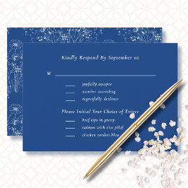 Bold Blue White Wildflower Boho Menu Casamento RSV