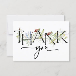 Bold Boho Wildflower Watercolor Cartões de agradec