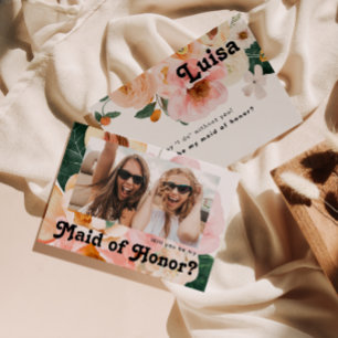 Bold Floral Cartão de Madrinha de casamento de F