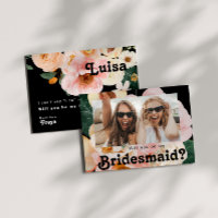 Bold Floral | Cartão de Proposta Black Photo Bride