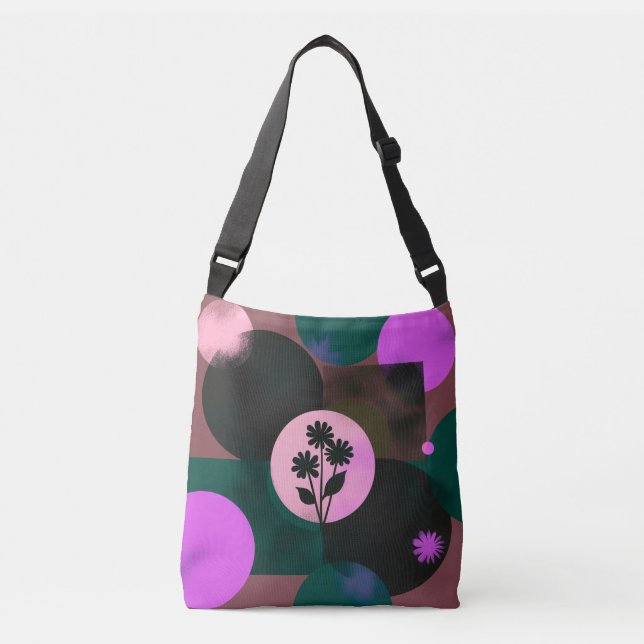 Bold Floral Circle Tote Bag – Modern Abstract Flow (Frente)