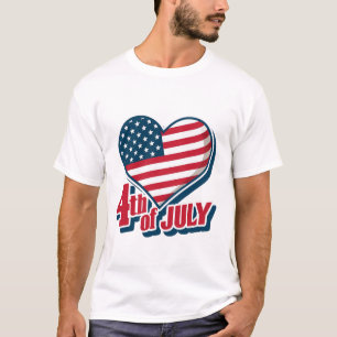 Bold Heart 4 de julho American Flag T-Shirt   EUA