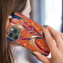 Bold Orange Boho Floral iPhone 16 Caso