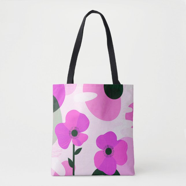 Bold Pink Floral Modern Tote Bag (Frente)