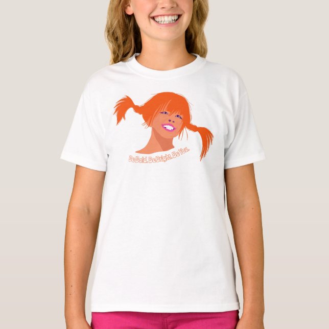 Bold Ponytail Pop Art Kids T-Shirt – Fun, Bright  (Frente)