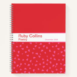 Bold Red and Pink Floral Pattern Notebook