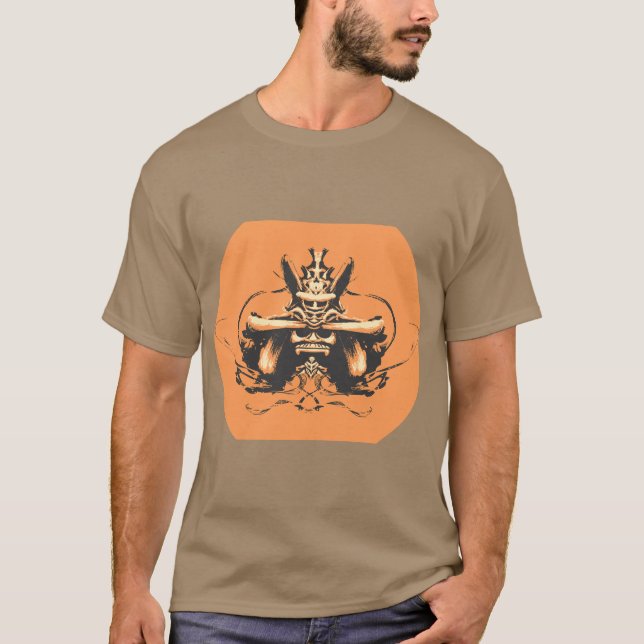 Bold Samurai Spirit Print T-Shirt (Frente)