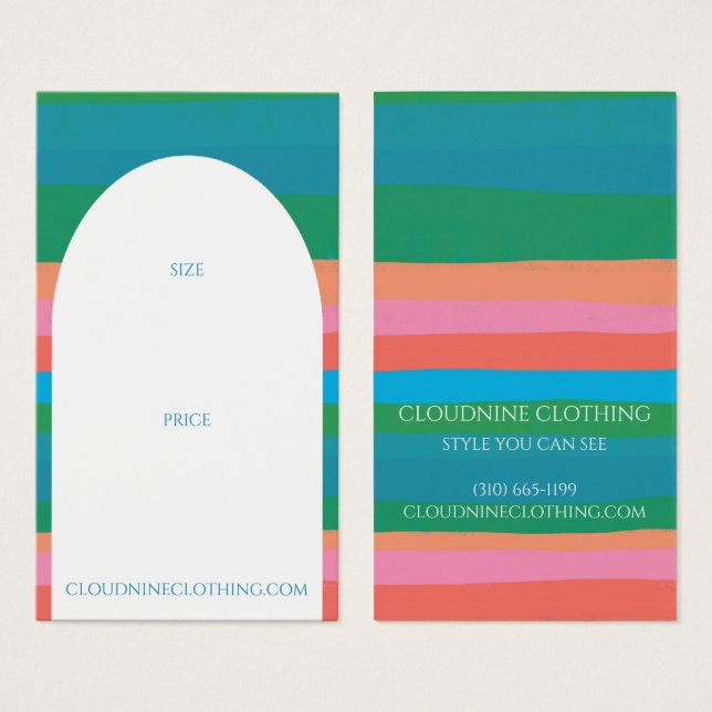Bold Stripes Arch Clothing Size Price Hang Tag (Frente & Verso)