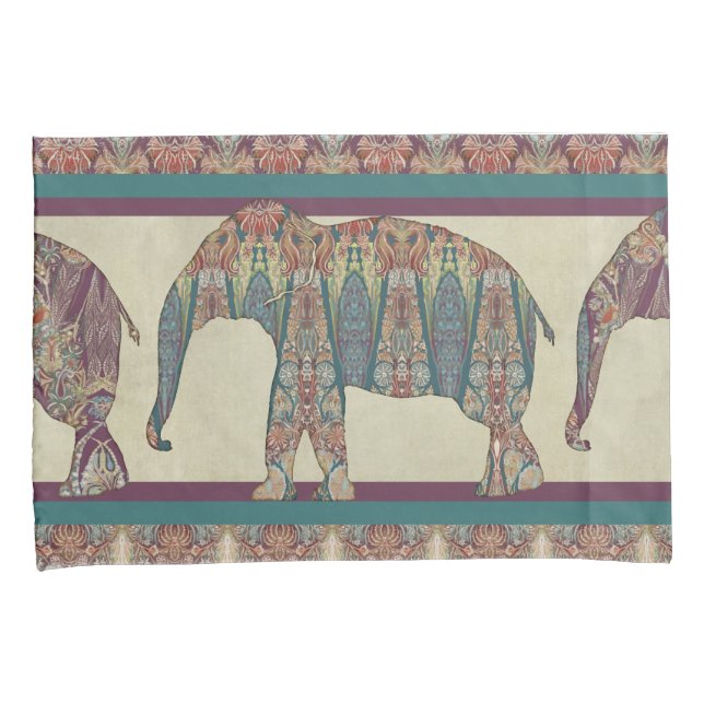Bold Trendy Bedroom Kashmir Paisley Elephant Art (Frente-Direita)