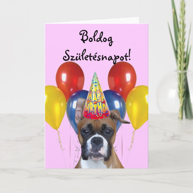 Boldog Születésnapot! Cartão Boxer Birthday (Frente)