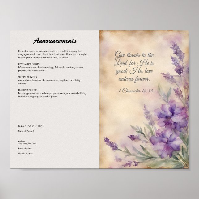 Boletim da Igreja para Download e Impressão (Frente)