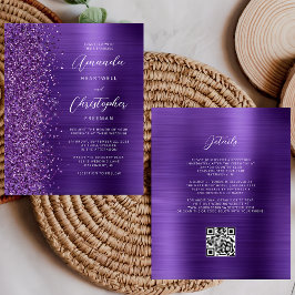 Boletim de Orçamento Roxo Código QR Convite de Cas