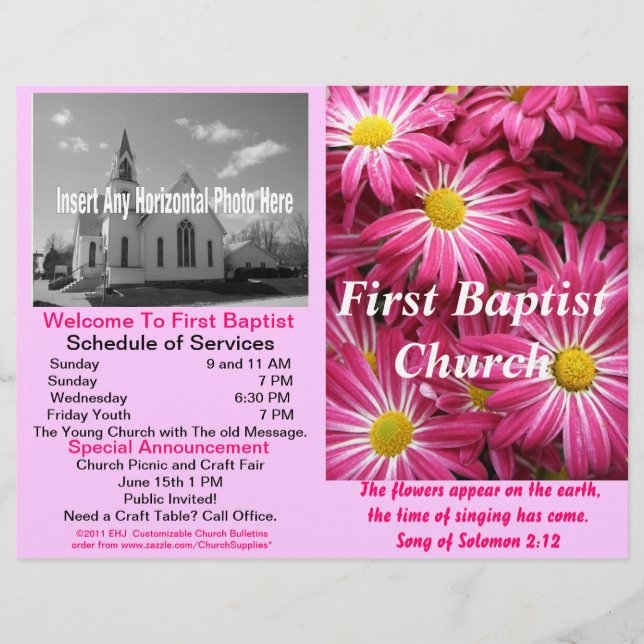 Boletim Semanal Personalizável da Igreja (Apenas F (Frente)