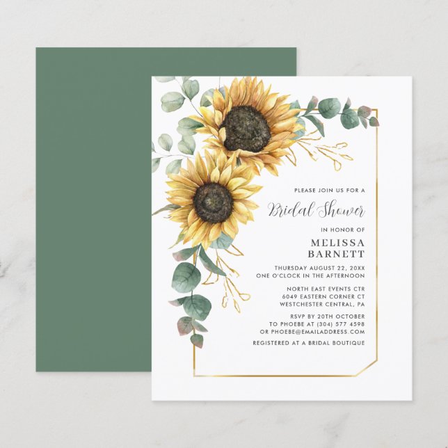 Boletins de Chá de panela Eucalyptus Sunflower (Frente/Verso)