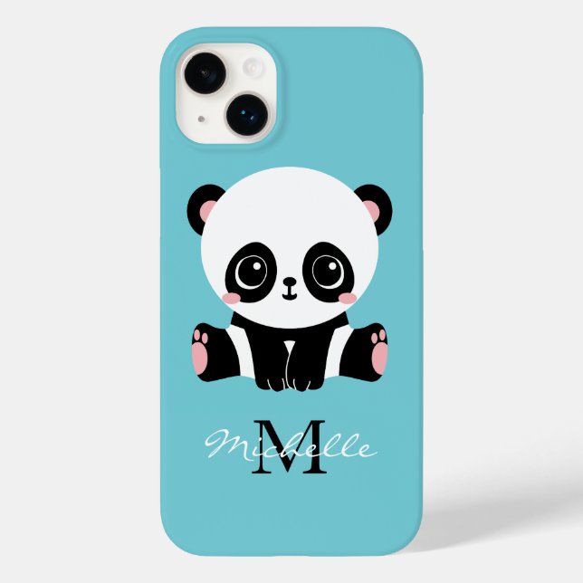Bolha de Goma Azul Panda Monograma Nome Personaliz (Verso)
