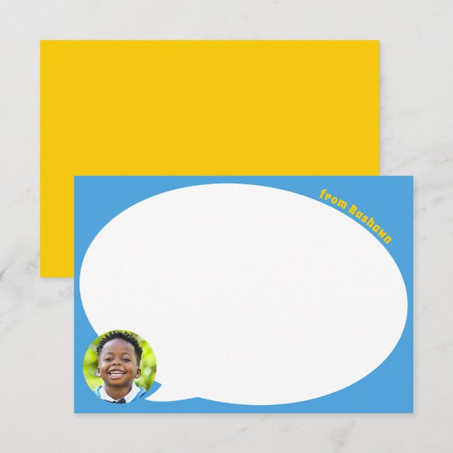 Bolha de Voz Azul e Cartões de agradecimentos de F (Frente/Verso)