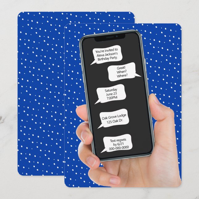 Bolhas de Texto para Convite de Festa de aniversár (Frente/Verso)