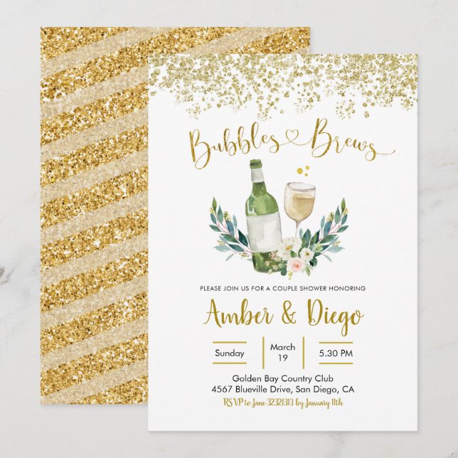 Bolhas e Breve Convite para Chá de Casal (Frente/Verso)