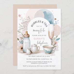 Bolhas e Chá de fraldas de chá convite para a mãe