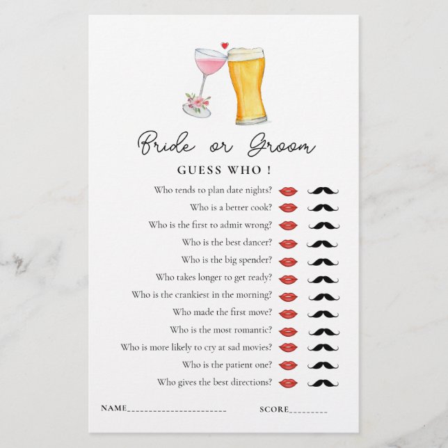 Bolhas e jogos de Chá 'Adivinhem quem' (Frente)