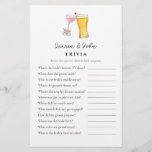 Bolhas e jogos do Breve Casal Trivia<br><div class="desc">Tema de bolhas e cerveja Bridal / chá de casais Jogo Trivia com ilustração de aquarela de champanhe e cerveja. . Personalize a parte traseira da placa com o nome da data do casal e do chá.</div>