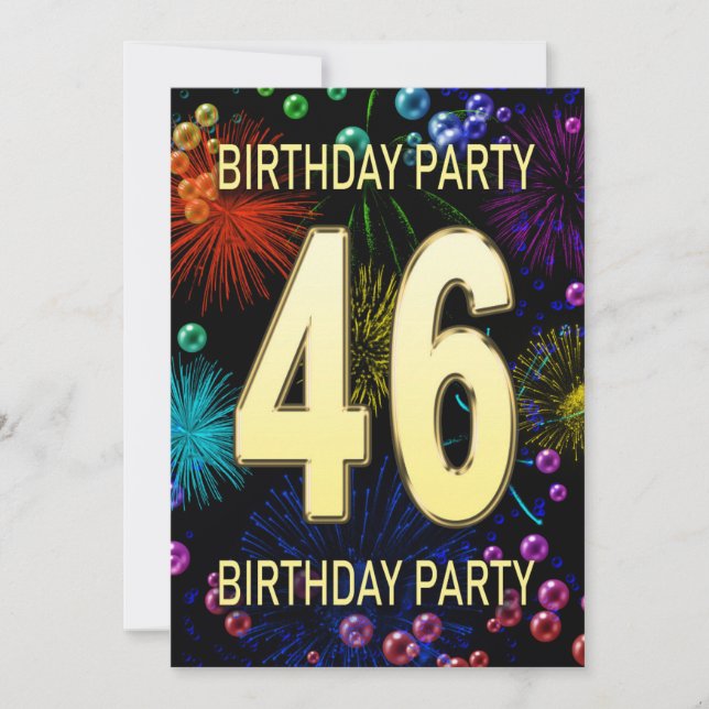 Bolhas Fireworks do 46º Convite de aniversário (Frente)
