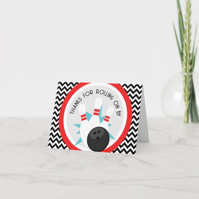 Boliche De Chevron Retroativa Obrigado Cartões (Frente)