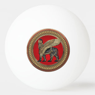 Bolinha De Ping Pong [400] Leão Assírio: Dourado e Negro Lamaçu