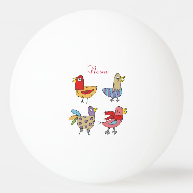 Bolinha De Ping Pong 4 Aves Engraçadas Thunder_Cove (Frente)
